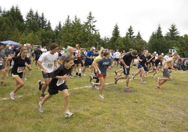 Runners start the Vashon Ultramarathon and Trail Run on June 26. Top right