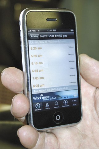 Joffray regularly uses the ferry schedule program on his iPhone.