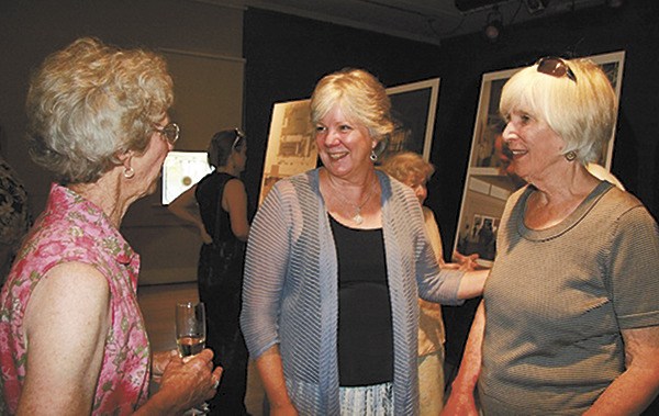 Sen. Sharon Nelson (center) talks with Mary Carhart (left) and Anne O’Leary (right) at the Blue Heron on July 1