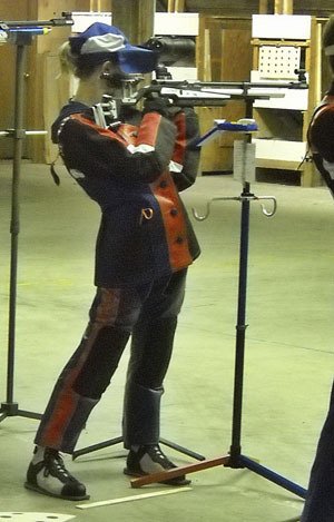 Marisca Mozeleski shoots at the state air rifle competition in Eastern Washington on Dec. 4.