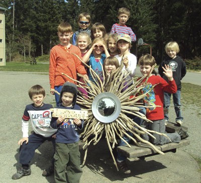 First graders from Chautauqua display their drift sun