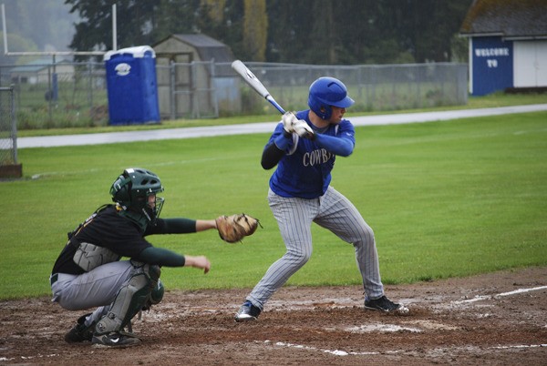 Peter Johnson catches during last Wednesday’s game against Chimacum High School