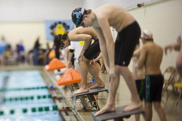 Trevor Tuma waits for the whistle at a meet at Mt. Tahoma High School in Tacoma.