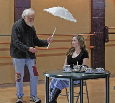 Frank Petree and Zoey Rice rehearse a scene from “Enchanted April.”