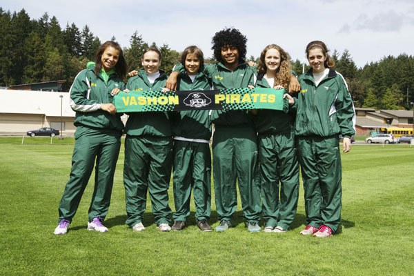 Vashon's senior track and field athletes were honored at Thursday's meet hosted by Life Christian. From left are Julie Wilson