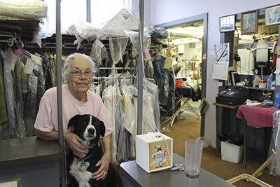 Joy Humphreys and her dog Shadow are set to retire from the dry cleaners and  laundromat this week.