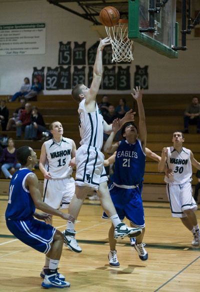 Hamzah Griffin powers the ball up through Life Christian defenders.