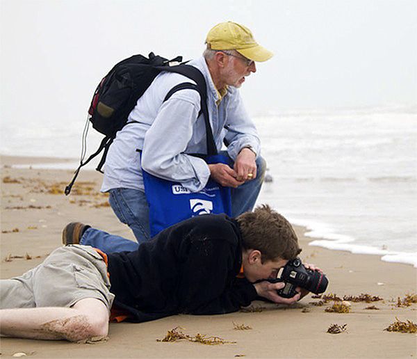 Ray Pfortner and a student shoot on location at Camp Burton.