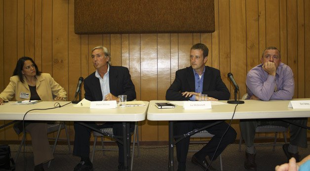 The four candidates for the District 8 seat on the King County Council visited Vashon Friday night. From left