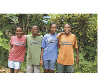 Four Jamaican high school students — from left to right