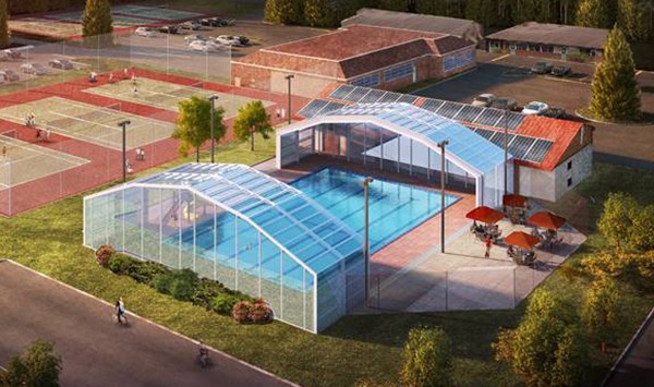 The Friends of the Vashon Pool envision an enclosure that can be opened and closed with the push of a button. While not shown in this rendering