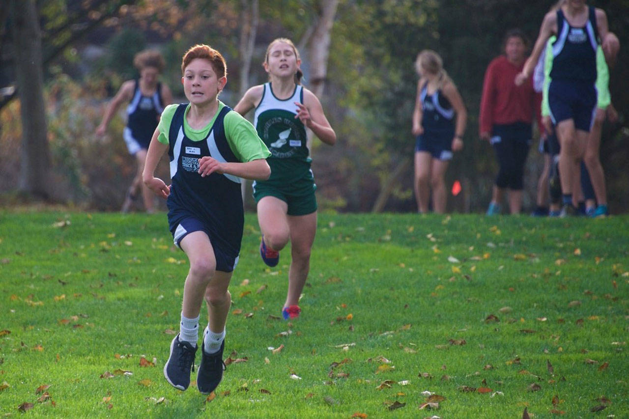 Xan London-Chambers sprints to the finish at League Championships (David Waterworth photo)