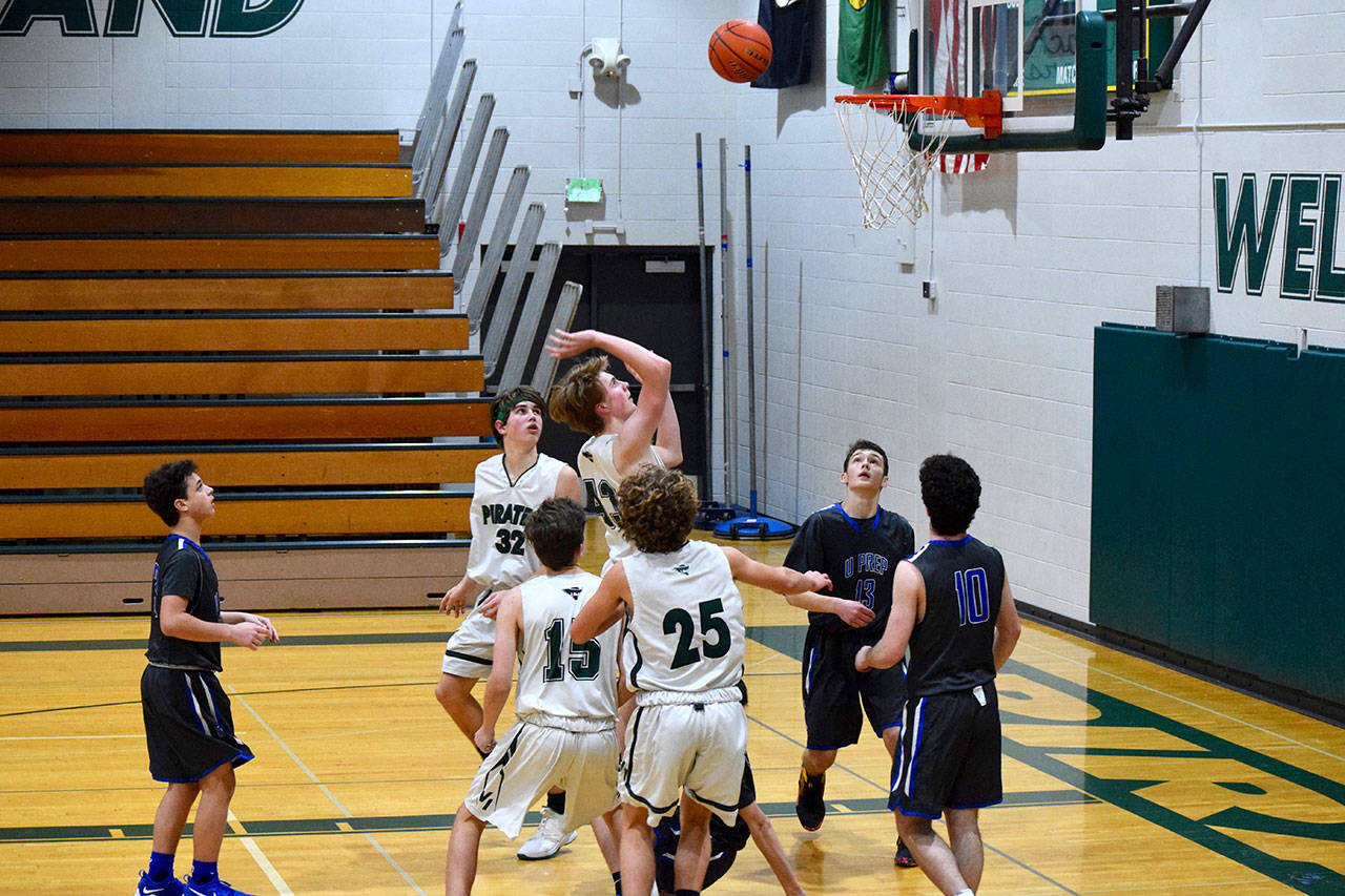 The Vashon Island High School junior varsity boys basketball team plays against University Prep on Friday, Jan. 17, at VHS (Pam Stenerson Photos)