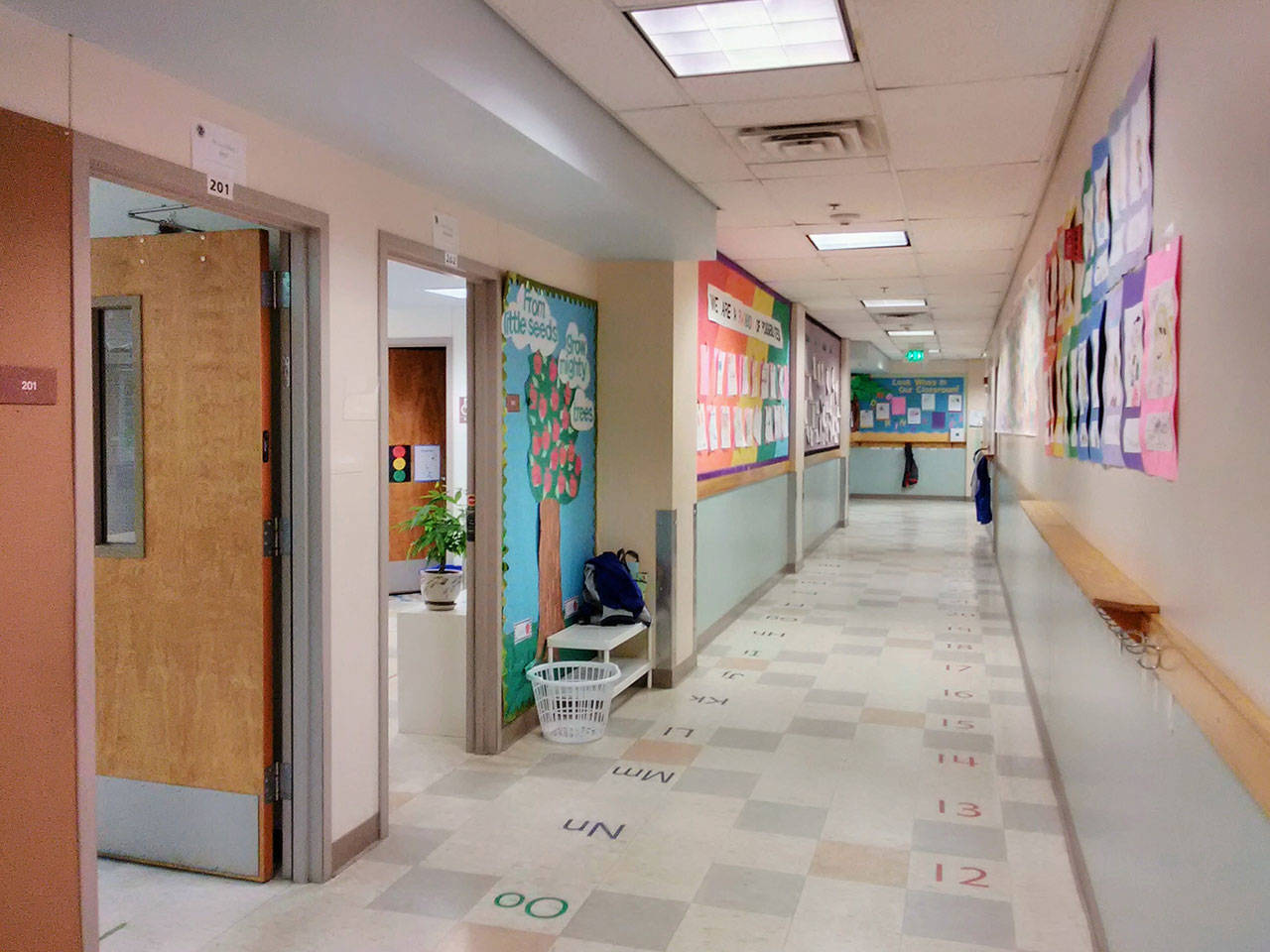 An empty hallway in Chautauqua Elementary School last month (Paul Rowley/Staff Photo).