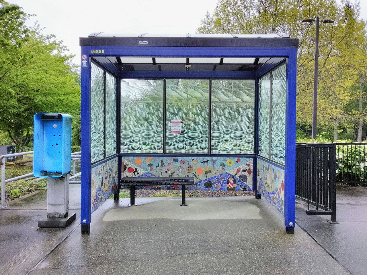 The Metro bus stop outside the Ober Park Park & Ride (Paul Rowley/Staff Photo).