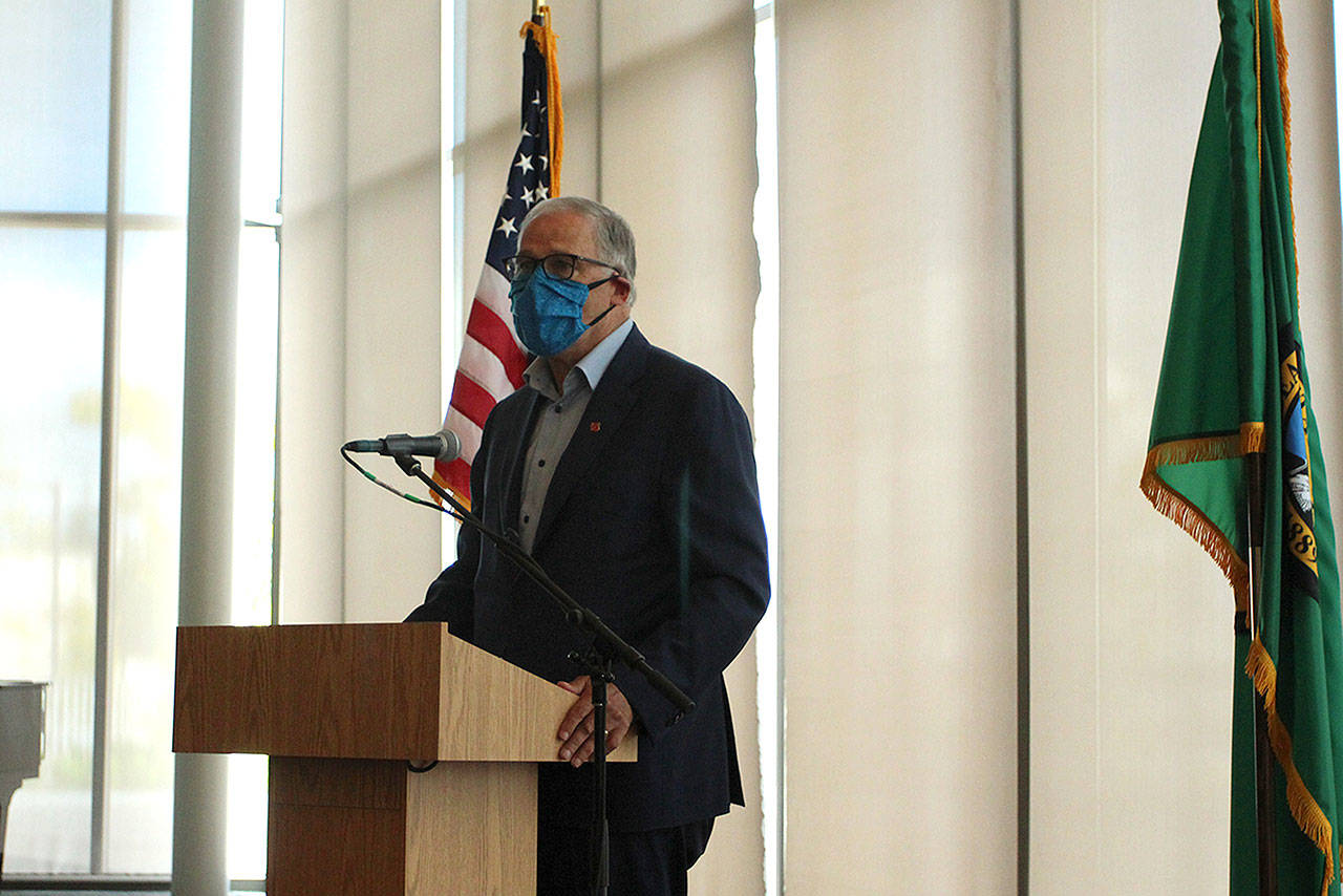 Gov. Jay Inslee met with local leaders in Federal Way at the Performing Arts and Events Center on July 17. Olivia Sullivan/staff photo