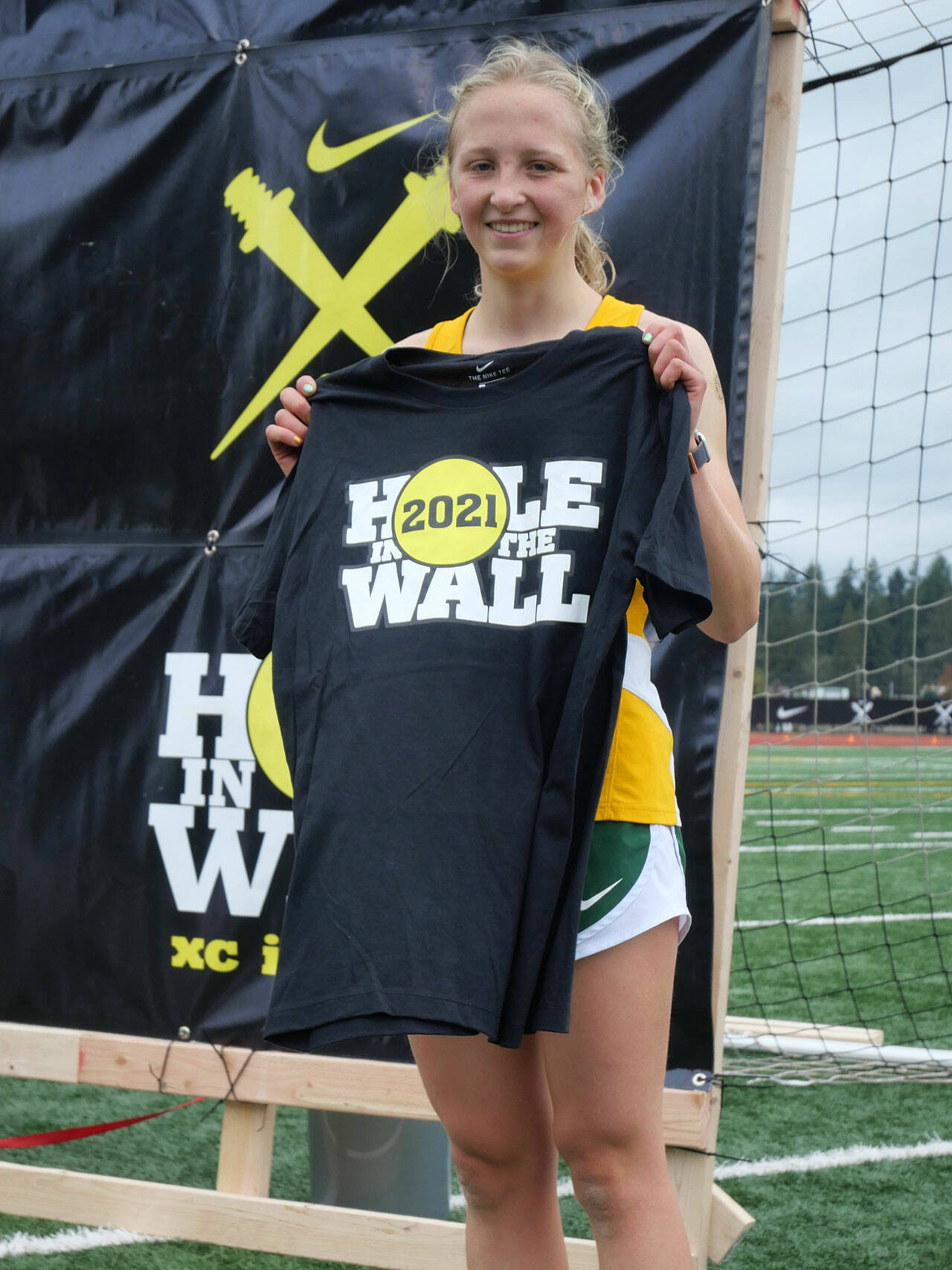 (Bruce Cyra Photo) Last week, captain Madeline Yarkin bested a Vashon High School cross country 5k record that has been held since 1998.