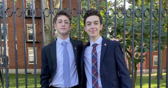 Avi Schiffmann, left, and Marco Burstein at Harvard University. Courtesy photo