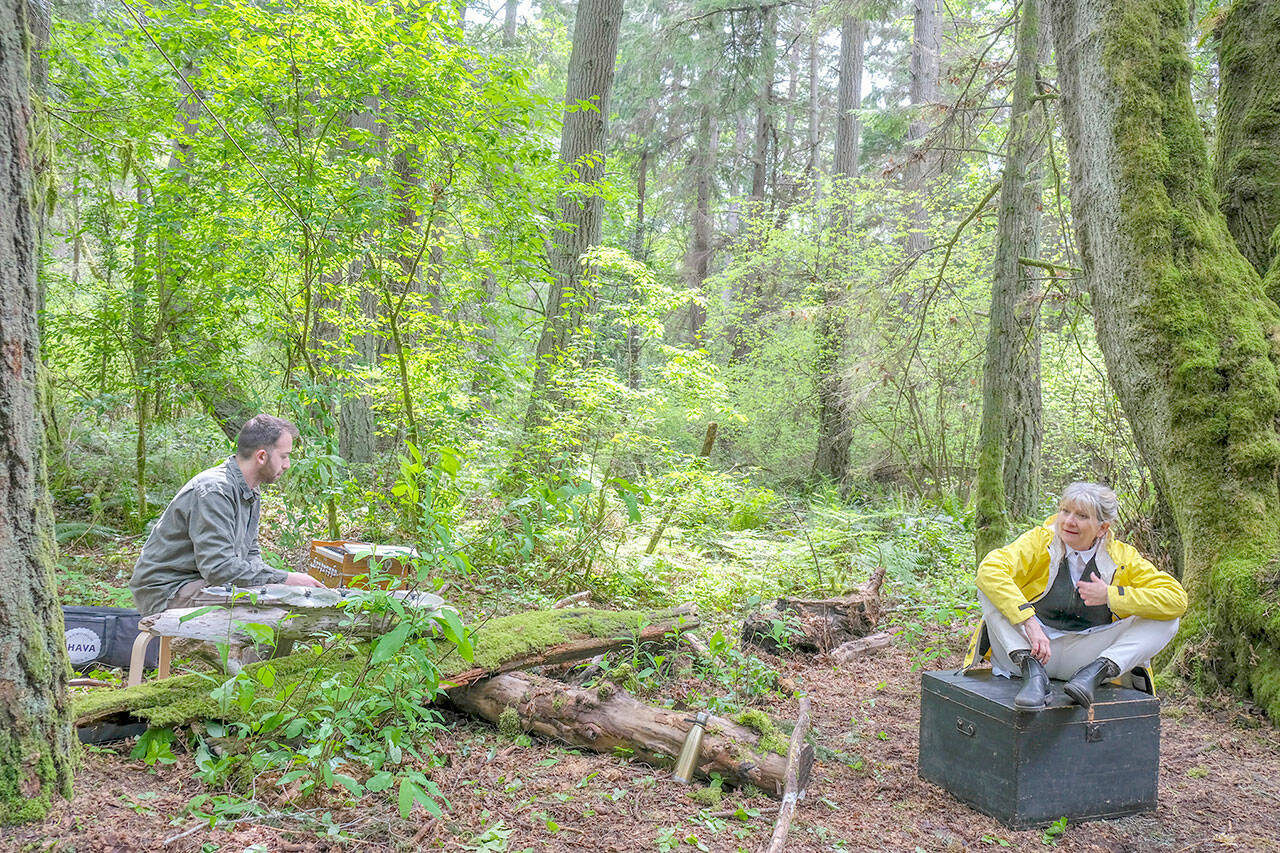 Mik Kuhlman performs “Standing Nation,” with sound designer and musician Max Sarkowsky. (Michelle Bates Photo)