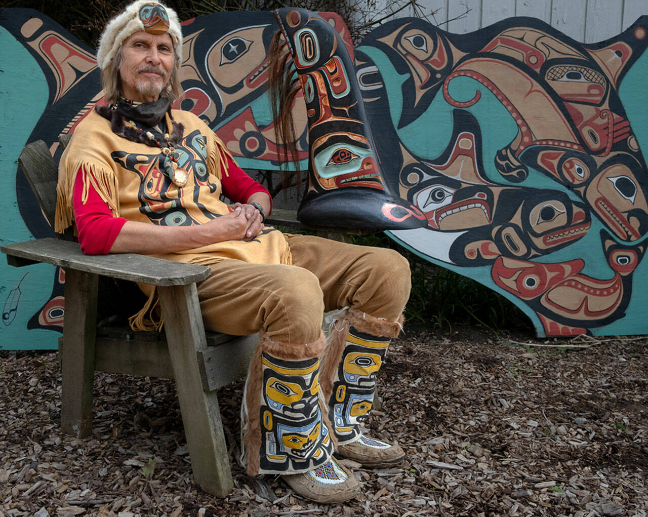 Vashon Island, Washington:
Portrait of Odin Lonning, a traditional Native American artist and carver. From People at Work