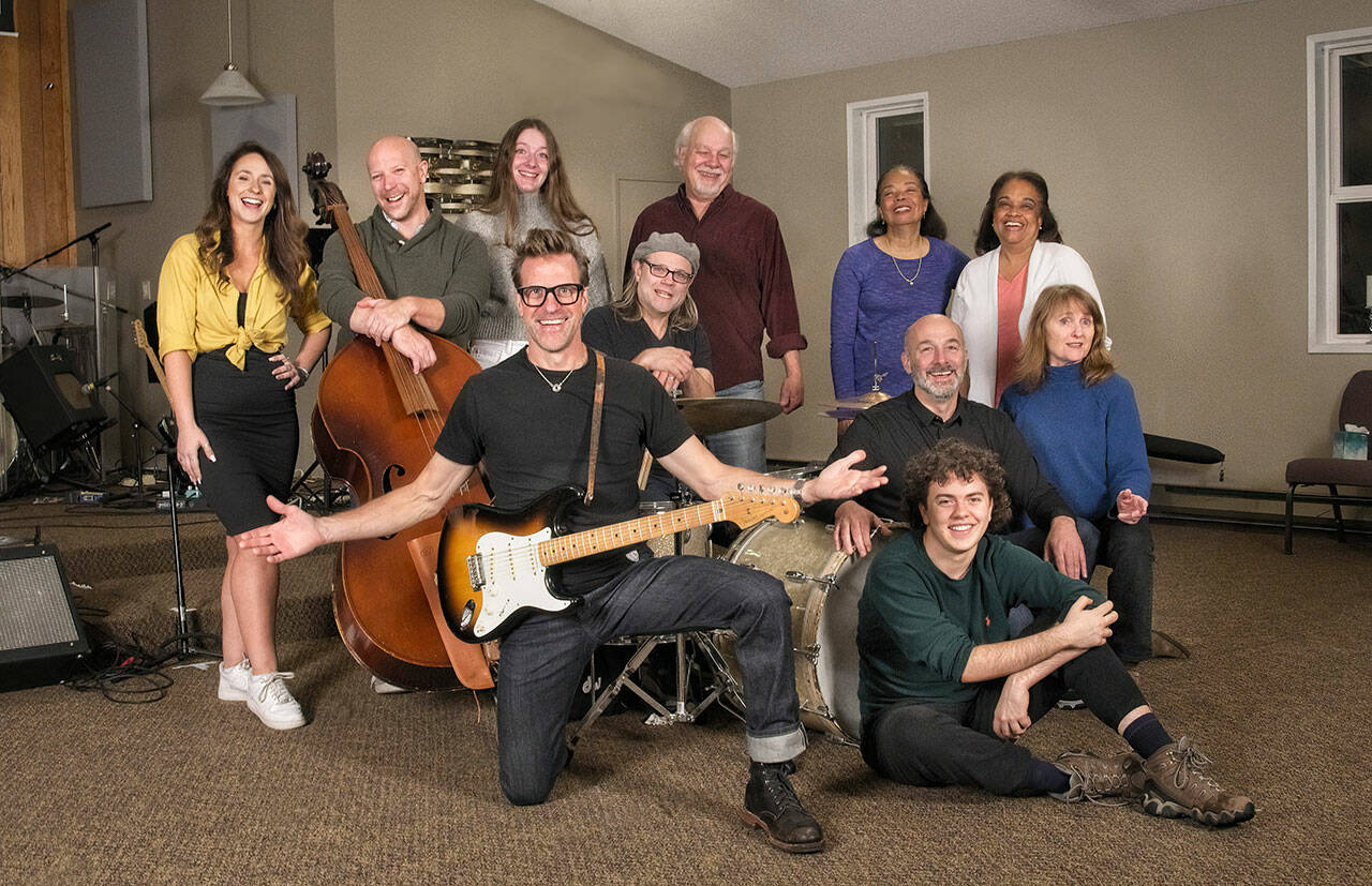 From left back row, Carrie Perna, Gavin Kovite, Joy Ghigleri, Jeff Hoyt, Nancy Lee, Dianne Kutzke; from left front row, Billy Joe Huels, Kelly Van Camp, Franco (seated) Matt Wilson, Maggie Laird (Courtesy Photo).