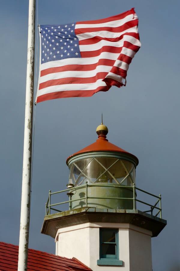 “Half Staff, Point Robinson Park” was taken on a cold and windy morning on the beach (Ray Pfortner Photo).