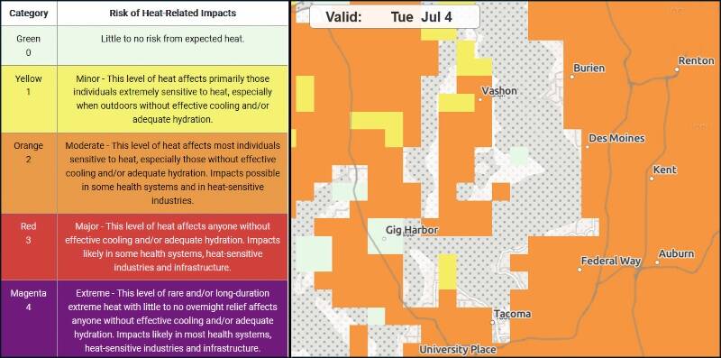 The HeatRisk scale shown above was first introduced in 2014. This year, a new version was rolled out for most areas of the western United States as a prototype in preparation for going national (Courtesy Photo).