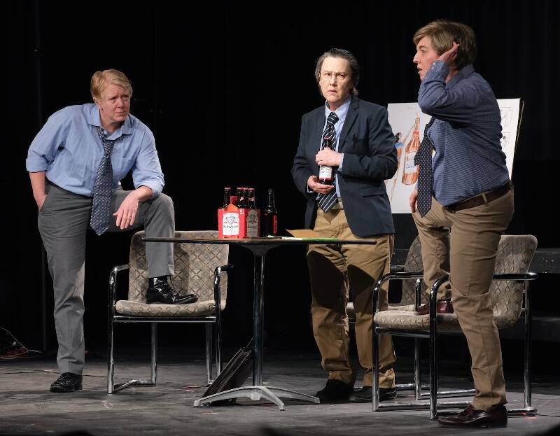 (Left to right) Juniper Rogneby, Maria Glanz, and Amy Broomhall perform in the 2023 edition of “14/48” on Vashon (Michelle Bates Photo).