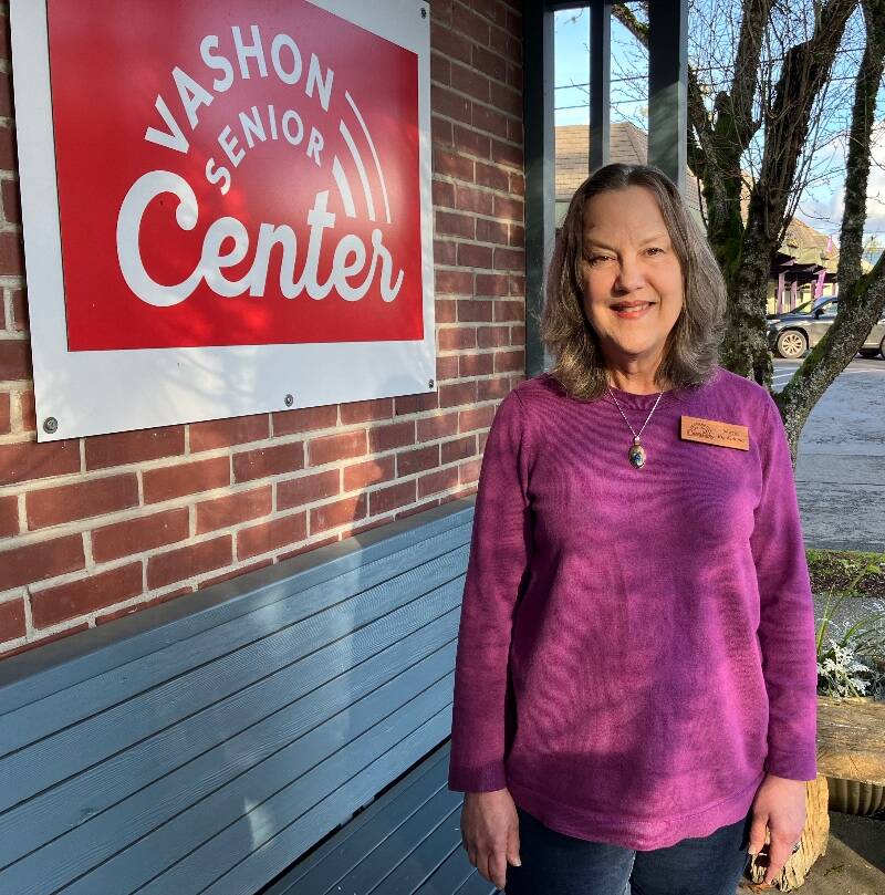 Maria Glanz, outside Vashon Senior Center (Elizabeth Shepherd Photo).