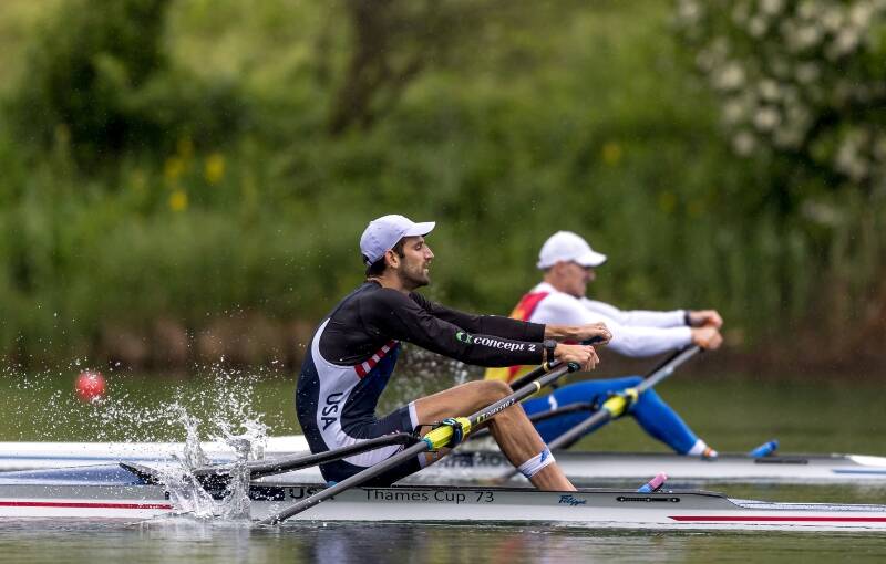 Row2k.com photo
Jacob Plihal competes at the Rowing Final Olympic and Paralympic Qualification Regatta, just north of Lucerne, Switzerland.