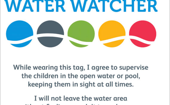 It’s easy to lose track of who has agreed to watch the kids. Make it absolutely clear by printing out this Water Watcher card in English or Spanish from SafeKids.org. The person holding this card, ideally wearing it on a string around their neck, will know they can’t leave the water area without getting another adult to take over as the officially designated Water Watcher. (SafeKids.org image.)