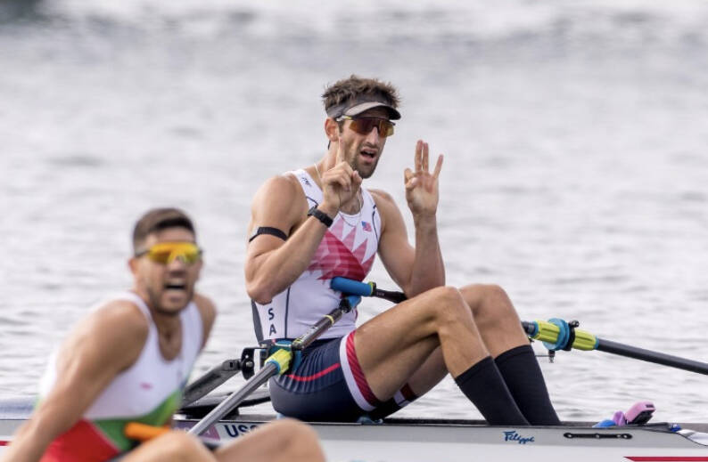 Jacob Plihal at the Paris Olympics. (US Rowing photo)