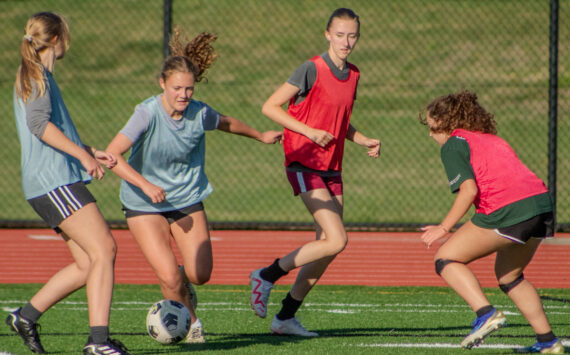 Alex Bruell photo
The Vashon girls soccer team scrimmages on the afternoon of Sept. 30.