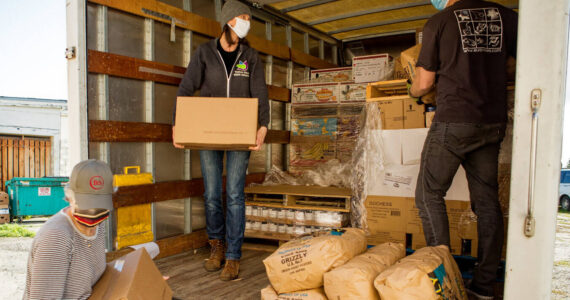 Courtesy photo
200 Tons of Food: In a year of community service, Food Bank volunteers will lug 396,000 pounds (200 tons) of food per year from delivery trucks (top) and over the threshold of the warehouse (middle). About half of the food will be delivered to homes by volunteer drivers (bottom).