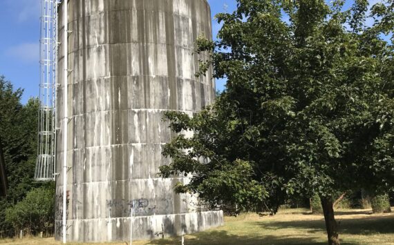 Courtesy photo
Burton Water Company’s 40-foot tall tank is located near the Misty Isle Farm property.