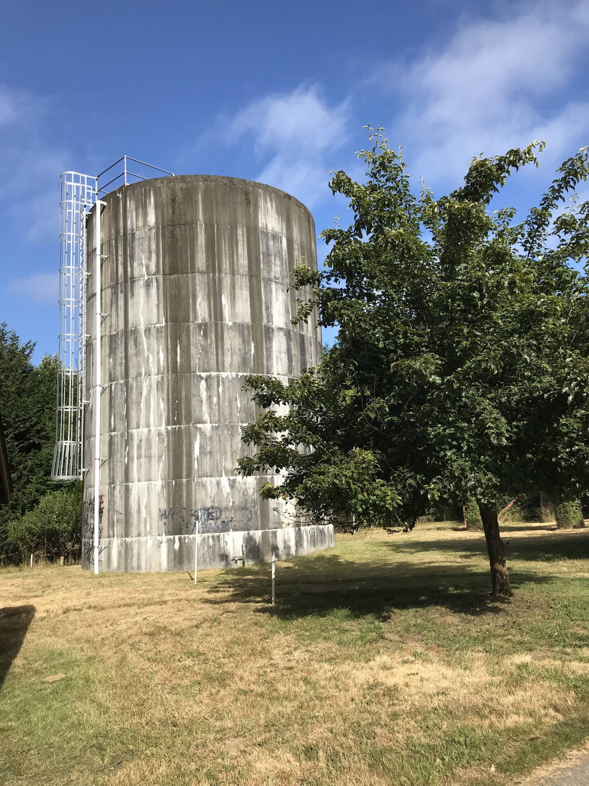 Burton Water Company’s 40-foot tall tank is located near the Misty Isle Farm property. (Courtesy photo)