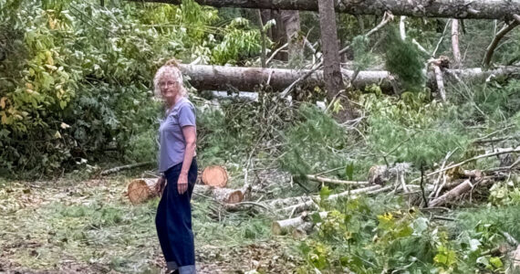 Debra Twersky surveys the backyard of their Airbnb, taking in the aftermath of Hurricane Helene. (Jeff Twersky photo)