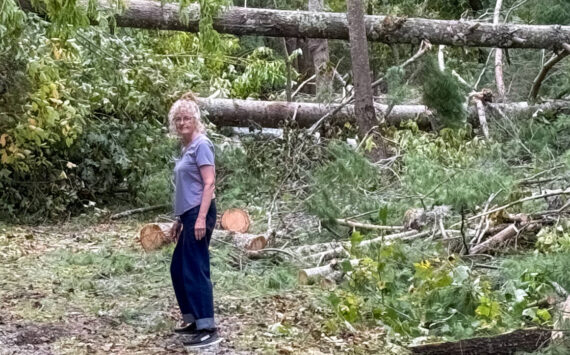 Debra Twersky surveys the backyard of their Airbnb, taking in the aftermath of Hurricane Helene. (Jeff Twersky photo)