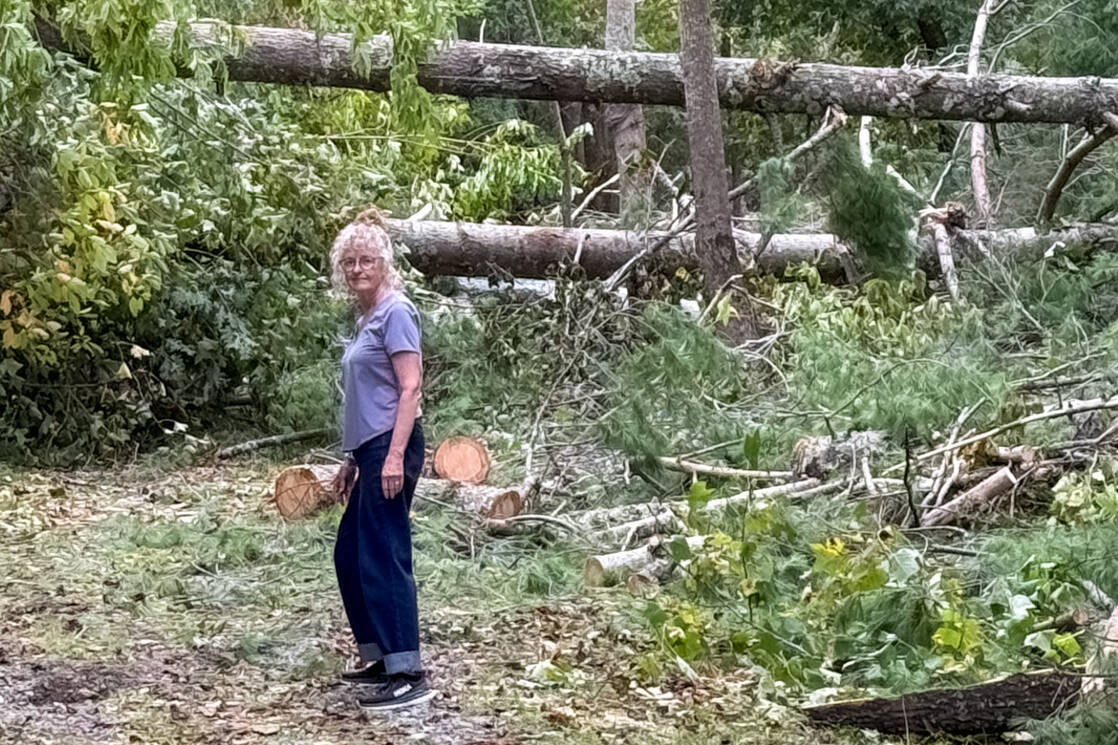 Debra Twersky surveys the backyard of their Airbnb, taking in the aftermath of Hurricane Helene. (Jeff Twersky photo)