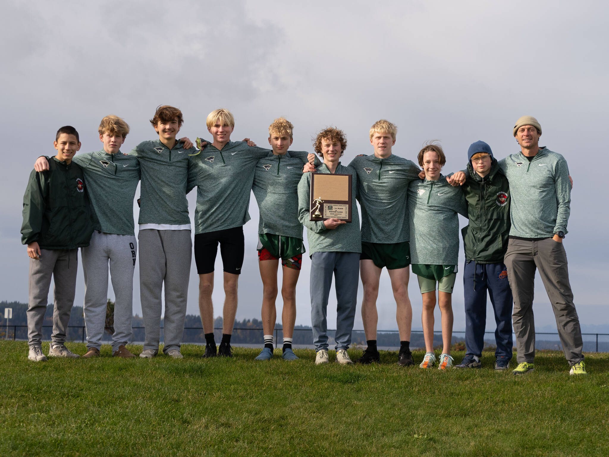 The Vashon Island boys cross country team earned the Pirates their first district title in more than two decades. (John Decker photo)