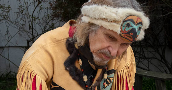 Vashon Island, Washington:
Portrait of Odin Lonning, a traditional Native American artist and carver. From People at Work