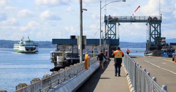 Alex Bruell photo
A ferry pulls toward the Fauntleroy ferry dock on a cloud-pocked March afternoon.