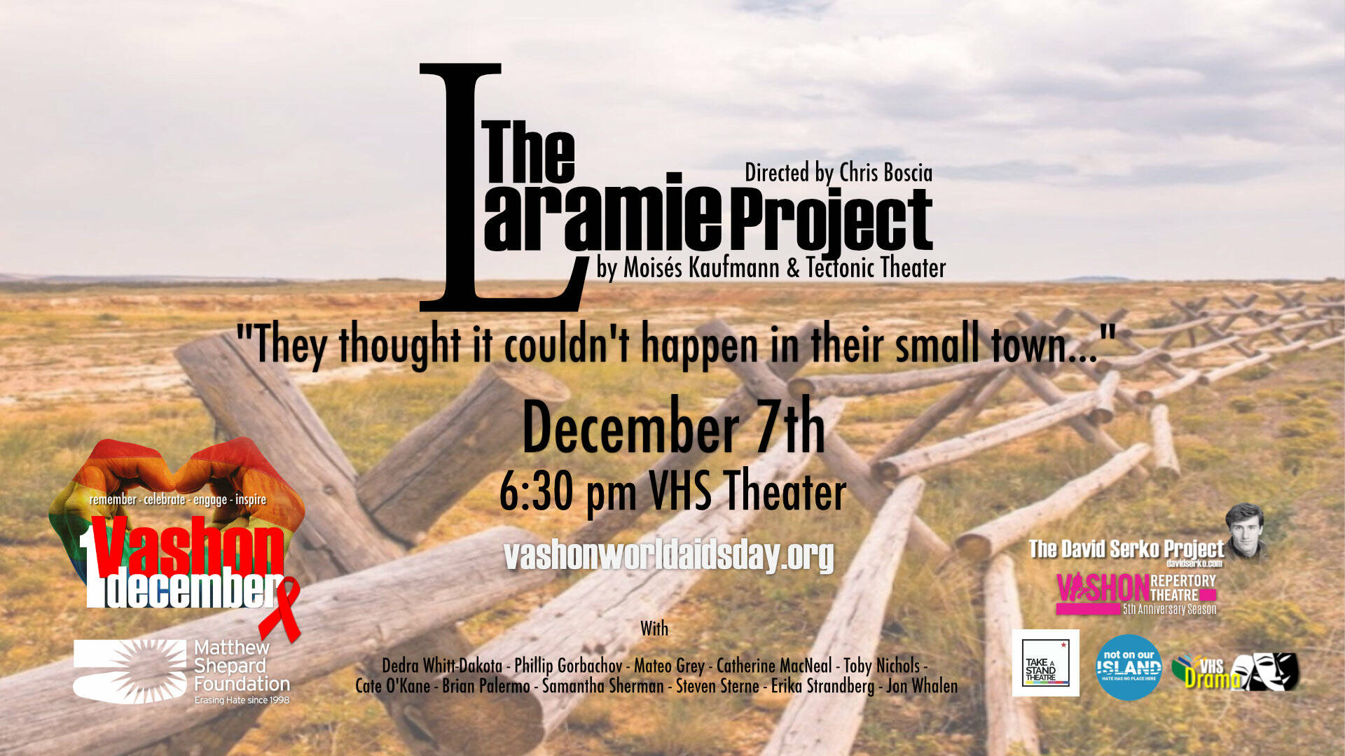 “The Laramie Project” will be presented at 6:30 p.m. Saturday, Dec. 7, at Vashon High School Theater. (Courtesy photo)