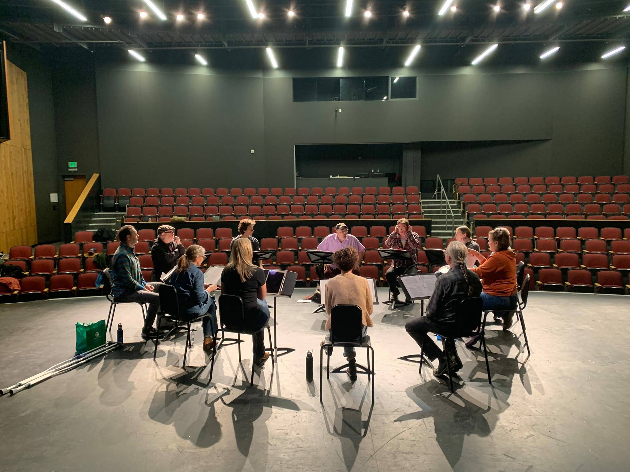 The cast of “The Laramie Project,” at its first rehearsal last week. (Pete Serko photo)